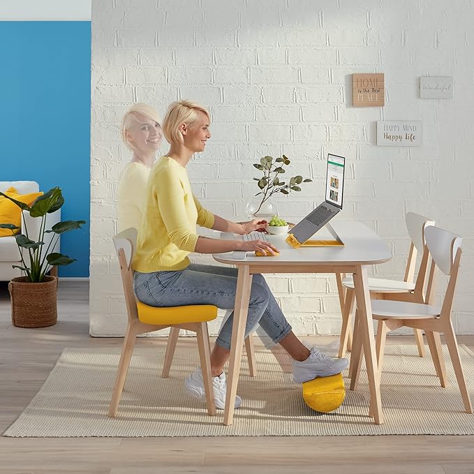 Leitz Desk Foot Rest, Adjustable Leg & Knee Support, Suitable for The Home Office, Relieves Shoulder & Back Ache, Made from Foam with A Fabric Cover, Ergo Cosy Range, Calm Blue, 53710061