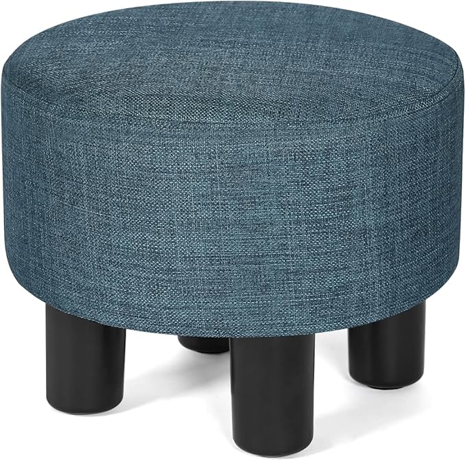 Joveco 12.4" Foot Rest for Under Desk Round Ottoman Stool for Home and Office (Blue)