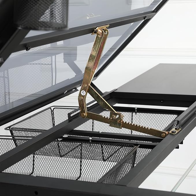 Adjustable Drawing Table for Artists | Drafting Desk with Tilted Glass Top | Art & Craft Table for Adults (Black, Premium Solid Limited Edition-29.52''- 41.33'' H)