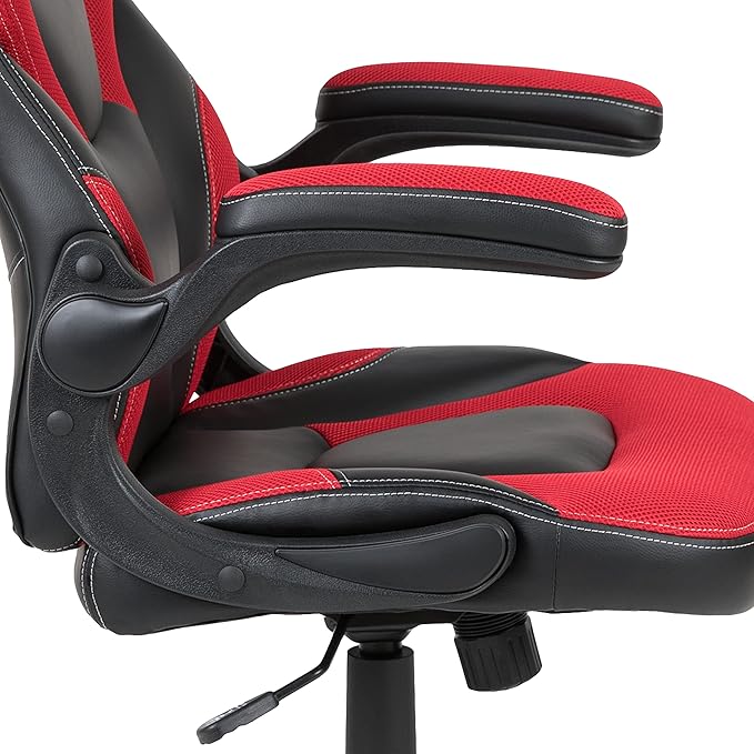 Flash Furniture Black Gaming Desk and Red/Black Racing Chair Set with Cup Holder, Headphone Hook, and Monitor/Smartphone Stand
