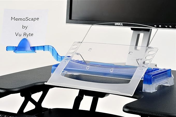 MemoScape Adjustable in-Line Document Holder for Typing | Reduces Neck Strain, Improves Focus, Boosts Desk Organization, and Workflow | Paper Holder Stand for Desk and Home Office - Blue (VUR 3020)
