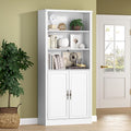 BORNOON 70.1" Tall Bookshelf with Cabinet, 5-Tier Floor Standing Bookcase with Doors & Adjustable Shelves, 31.5" Wide Storage Shelf, Metal Handles, Modern Organizer for Home Office, Living Room