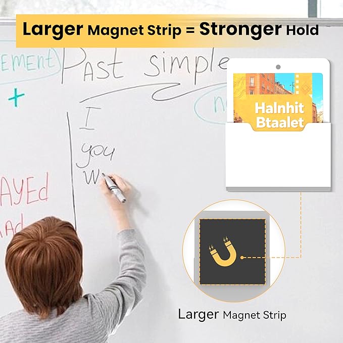 DALTACK Magnetic File Holder, Magnetic Mail and Paper Organizer for File Cabinets, Refrigerators or Wall, Large PP File Pocket for Letters, Documents, Magazines and Folders, 6 Pack