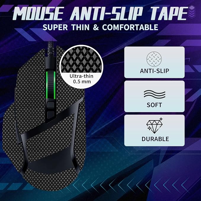 TALONGAMES Mouse Anti Slip Grip Tape Compatible with Razer Basilisk V3 / Basilisk V3 Pro Gaming Mouse, Palm Sweat Absorption, Thin 0.5mm, Cut to Fit, Easy to Apply, Mouse Skin