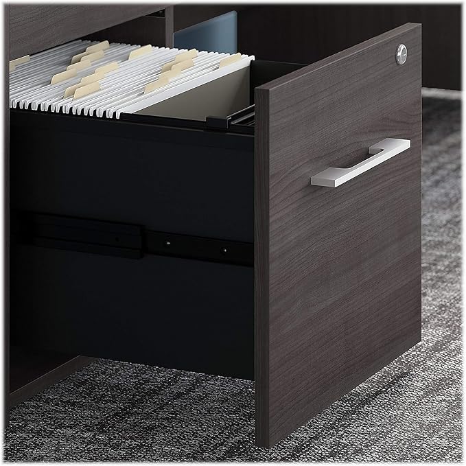 Bush Business Furniture Hybrid Low Storage Cabinet with Doors and Shelves, Storm Gray