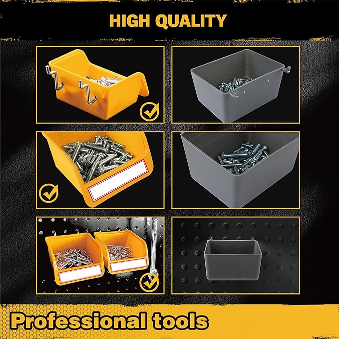 ELEAD Pegboard Bins Organizer Set 24-Pack - Durable Storage Tray for Screws, Nuts, Bolts, Hardware, Crafts, Accessories | Fits Standard Pegboards | 24 Labels for Garage Workshop Craft Room