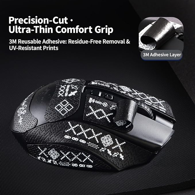 immoenuc Mouse Grip Tape Sticker for Razer Naga V2 Pro Wireless Gaming Mouse Anti Slip Skin Self-Adhesive,Pre-Cut,Sweat-Resistant (Printing Pattern)