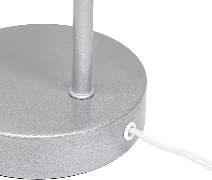 Simple Designs LD1080-SLV 16" Sleek Essentials Modern Industrial Metal Desk Lamp with Clear Glass Shade, for Office, Desk, Nightstand, Dorm, Silver