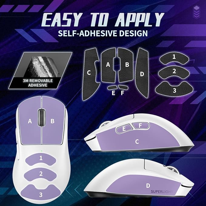 TALONGAMES Mouse Anti Slip Grip Tape Compatible with Logitech G PRO X Superlight 2 DEX Wireless Gaming Mouse, Palm Sweat Absorption, Thin 0.5mm, Cut to Fit, Easy to Apply, Mouse Skin