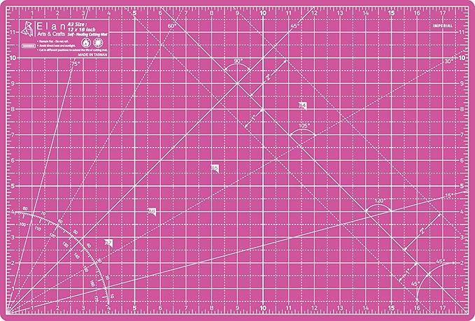 Elan Cutting Mat A3 Pink & Purple, Self Healing Cutting Mat 12x18 Inch, 5-Ply Craft Board Pink, Hobby Board for Crafts 12x18 Inch
