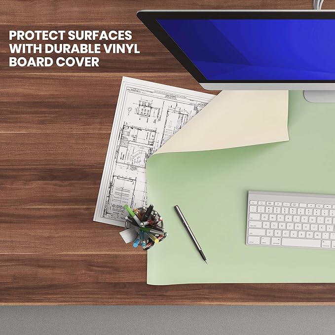 Pacific Arc Vinyl Board Cover. Self Healing and Stain Resistant Green/Ivory Sheet, 36 inches by 72 inches