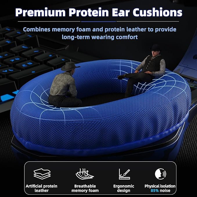 Tatybo Gaming Headset for PS5 PS4 Switch Xbox PC, Surround Sound Gaming Headphones with Noise Canceling Mic