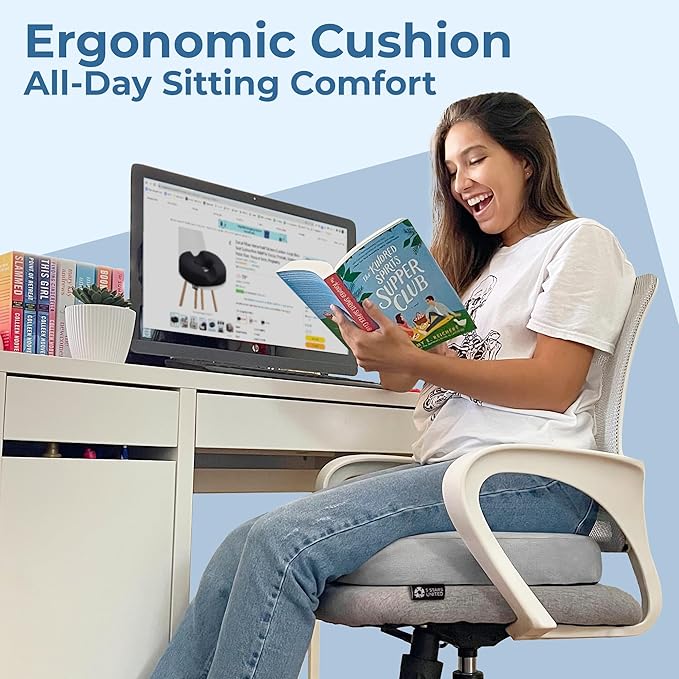 5 STARS UNITED Donut Pillow Hemorrhoid Tailbone Cushion – Large Cushion for Pain Relief – Coccyx, Prostate, Sciatica, Pelvic Floor, Pressure Sores, Pregnancy, Postpartum Recovery, Light Gray