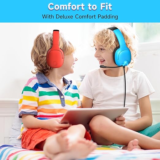 Gaming Headset for Nintendo Switch/Lite/OLED, Gaming Headphones with Mic for Nintendo Switch 2 Fortnite/Sports (Red/Blue)