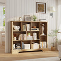 10-Cube Storage Organizer Bookshelf, 4-Tier Wooden Bookcase with Adjustable Shelf, Sturdy Cube Storage Shelf for Small Spaces, Modern Low Profile Shelving Unit for Living Room & Bedroom