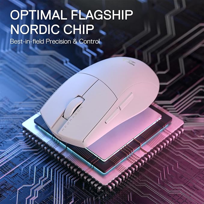 Redragon M916 PRO 3-Mode Wireless Gaming Mouse, Hype-Speed 4K Polling Rate, 49G Ultra-Light 26K DPI Mouse w/Ergonomic Natural Grip Build, Redefinable Macro Buttons, Software Supported