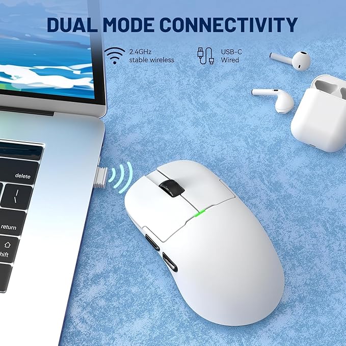 ATTACK SHARK X Ajazz AJ159 Superlight Gaming Mouse with RGB Charging Dock,PAW3395 26K DPI Sensor,56G Rechargeable Wireless Gaming Mouse,6 Programmable Buttons,Ergonomic Computer Mice USB3.0 for PC/MAC