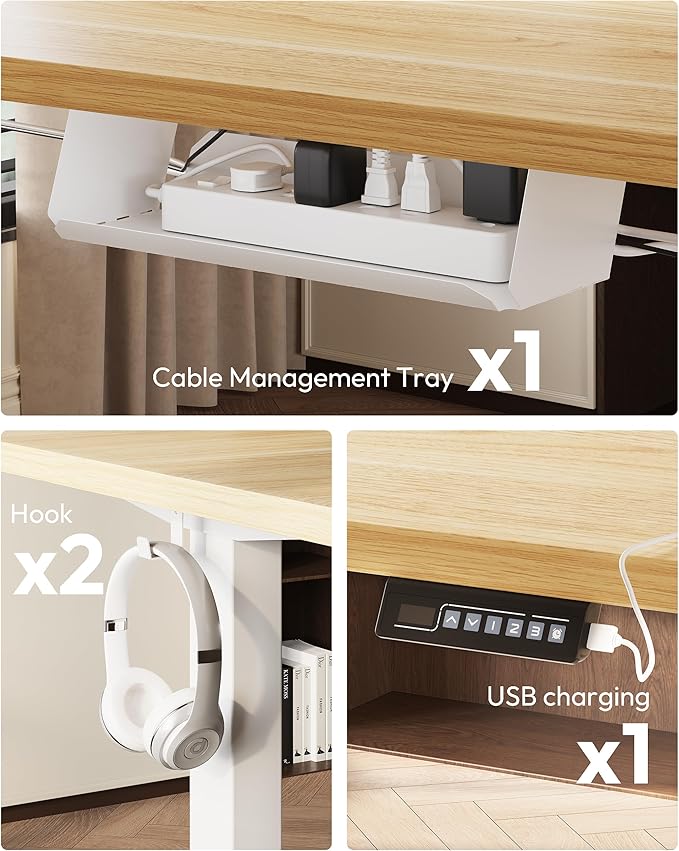 SANODESK Electric Standing Desk 71 x 32 Inches, Height Adjustable Sit Stand with Large Splice Board Desktop for Home Office, Computer Workstations，Memory Ergonomic Computer Desk, Black Frame/Black Top