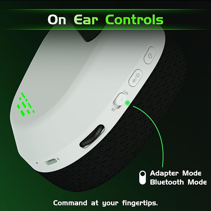 Gvyugke Wireless Gaming Headset for Xbox Series X/S, Xbox One, PS5, PC, Mac, Bluetooth 6.0 Gaming Headphones with Flip-to-Mute Noise-Canceling Mic, Foldable, 3D Surround Sound, 45H Battery - White