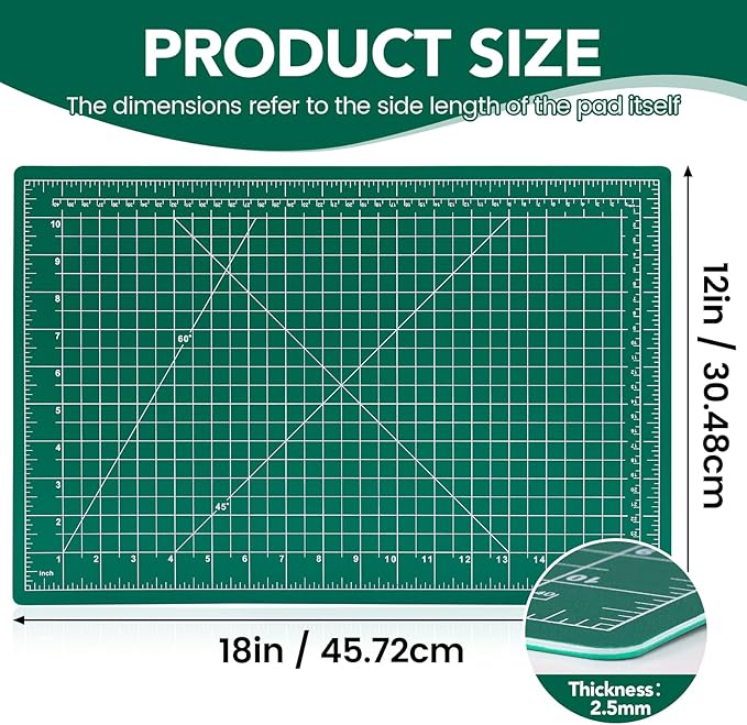 Cutting Mat 12"x18", 10 Pack Double-Sided 5-Ply Self Healing Sewing Cutting Mat, Cutting Mats Board for Crafts-Sewing, Fabric, Quilting, Scrapbooking Project