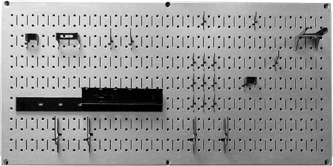 Wall Control Modular Pegboard Tool Organizer System - Wall-Mounted Metal Peg Board Tool Storage Unit for Wall Storage Tiling (Metallic Pegboard)