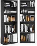 Furinno Jaya Book Shelf Set of 2, 5-Tier Bookshelf, Bookcase, with Adjustable Shelf, 9.5 x 24.5 x 71, for Home Office, Living Room, Black