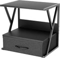 aboxoo Printer Stand for Desk with Storage Drawer, 2 Tier Desktop Or Under Desk Shelf, Multi-Purpose Desks Organizer for Home Office, fit Fax Machine/3D Printer/Scanner, Black