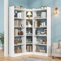 Semoic 6 Tiers Corner Bookshelf and Bookcase with Baffle, 63.1" Tall Modern L-Shaped Storage Display Book Shelf Industrial Bookshelves for Bedroom, Living Room, Kitchen, Home Office, White