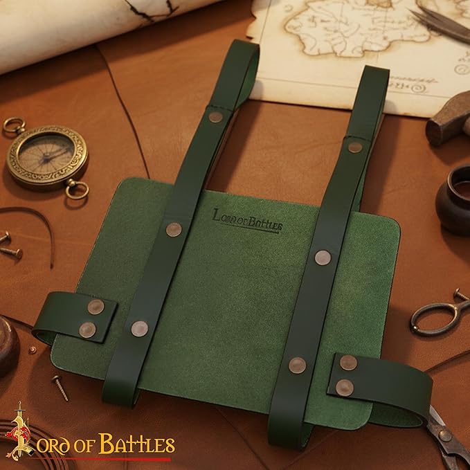 Lord of Battles Adventurer's Book or Diary Holder Handcrafted from Genuine Leather 13x18cm (Green)