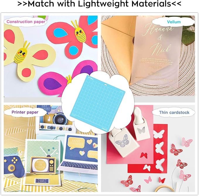 HTVRONT Light Grip Cutting Mat, 6 Pack Cutting Mat 12x12 Compatible with Cricut Maker 3/Maker 4/Maker/Explore 3/4/Air 2/One, Light Adhesive Sticky Quilting Cutting Mats Replacement Accessories