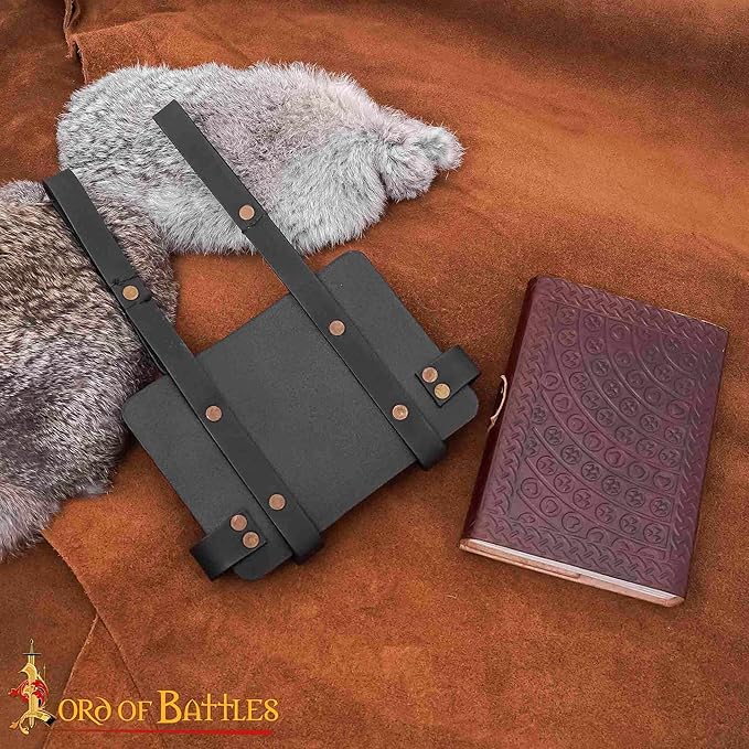 Lord of Battles Adventurer's Book or Diary Holder Handcrafted from Genuine Leather 13x18cm (Leather Journal with Black Holder)