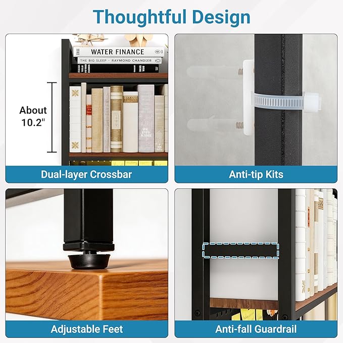 2 Tier Desktop Hutch Bookshelf with LED Light Strip, 39.4" Metal Dorm Desk Hutch with Pegboard Hooks Set, Display Desk Shelf Bookcase Storage Organizer Rack for Dorm Home Office