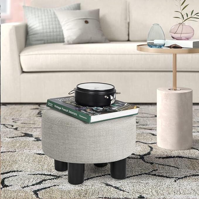 Joveco 12.4" Foot Rest for Under Desk Round Stool for Home and Office (Light Grey)