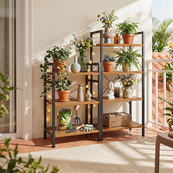 3 Tier Bookshelf, Free Standing Wooden Bookcase with Open Storage Shelves with Metal Frame, Sturdy Shelf Organization Display Rack for Living Room, Bedroom, Home Office, 27.6" Tall, Wood
