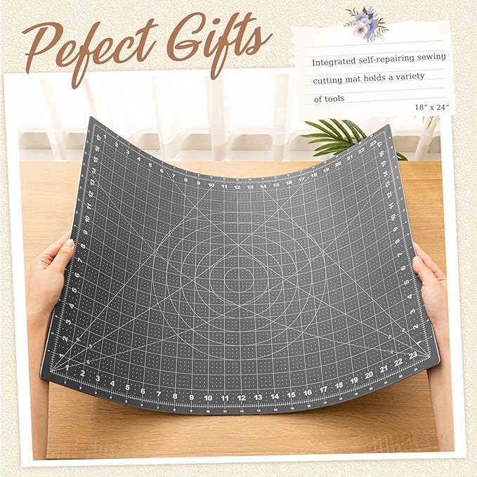Teenyyou 18" X 24" Self Healing Folding Cutting Mat with Grid for Quilting, Sewing, Craft Hobby Board Sewing Cutting Mat for Quilting, Leather, Fabric, Crafting, Scrapbooking, Art, Clay