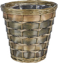 Household Essentials Haven Wicker Waste Basket, Small, Willow and Poplar Basket with Removable Plastic Liner, Handwoven, Decorative, Compact, Great for the Bathroom, Bedroom or Office, Green