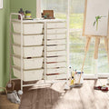 Moccha 15-Drawer Rolling Storage Cart - Under Desk Storage Drawers with wheels for Craft Art Supply Paper Salon, Scrapbook Paper Tools, Mobile Utility Cart for Classroom (15 Drawers, White)