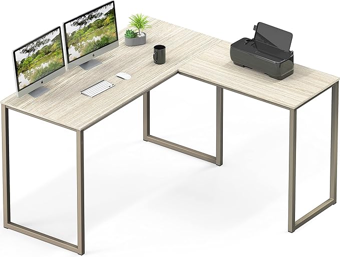 SHW Mission 48 x 48 Inches L-Shape Home Office Computer Desk, Maple