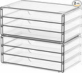 Yieach 2 Pack Acrylic Storage Drawers With 6 Drawers,Stackable Desk Organizer and Makeup Organizer,Large Clear Office Supplies Organizer for Pen,Stationary,Palettes,Arts Craft Organizers and Storage