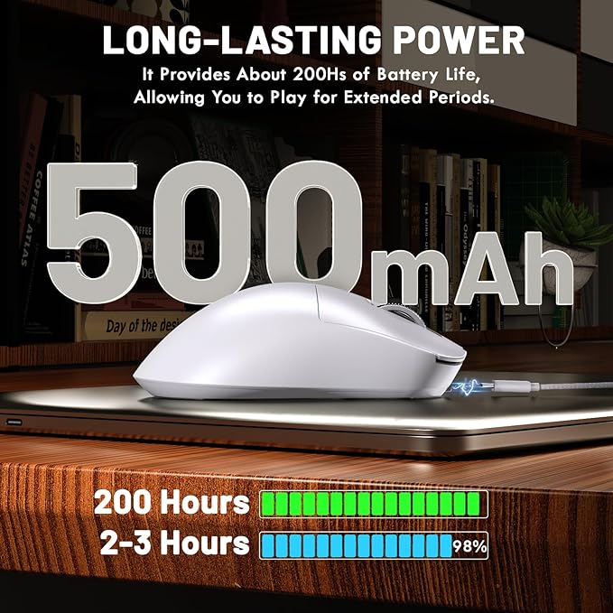 ZIYOU LANG×Magic-Refiner X2 Lightweight Wireless Gaming Mouse,Tri-Mode(2.4G/Wired/BT),25K DPI,PAW3311 Optical Sensor,1000Hz Polling Rate,500mAh,69g Ergonomic Mice for Medium-Large Hands-White