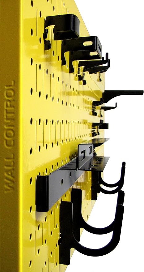 Wall Control Modular Pegboard Tool Organizer System - Wall-Mounted Metal Peg Board Tool Storage Unit for Wall Storage Tiling (Yellow Pegboard)