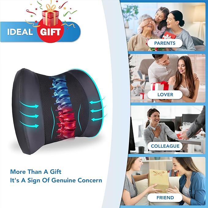 Seat Cushion & Lumbar Support - Ergonomic Memory Foam Pillows for Sciatica & Back Pain Relief - Comfort for Driving & Long Driving- Ideal for Car, Office Chairs, Wheelchairs