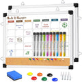 Marsrock Monthly Dry Erase Board and Cork Board Combo for Wall, 17"x13" Reversible Hanging Dry Erase Board, Double Sided White Board with Aluminum Frame for Planning, Office, Kitchen, School, Home