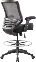 BOLISS 400lbs Mesh Ergonomic Office Drafting Chair Big Adjustable Foot Ring Height Adjustable Armrest(Black)