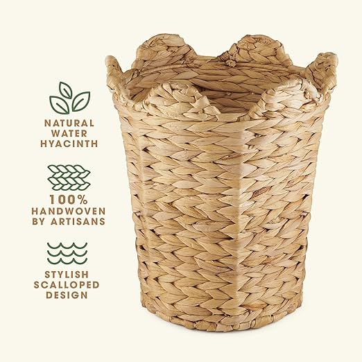 84ECO 2-Pack Scalloped Waste Basket for Bathroom, Bedroom, Office - Scalloped Decor