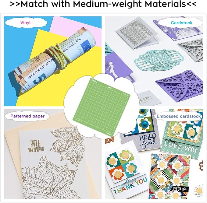 HTVRONT Standard Grip Cutting Mat, 6 Pack Cutting Mat 12x12 Compatible with Cricut Maker 3/Maker 4/Maker/Explore 3/4/Air 2/One, Standard Adhesive Sticky Quilting Cutting Mats Replacement Accessories