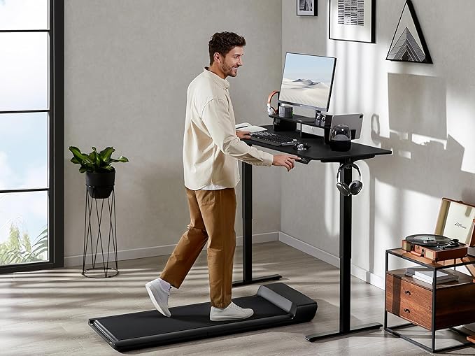 WALKINGDESK 63x24 Inches Electric Standing Desk with Drawer and Monitor Stand, Height Adjustable Sit to Stand up Desk for Home Office, Ergonomic Computer Table with Phone Holder, 3 Hooks, Black