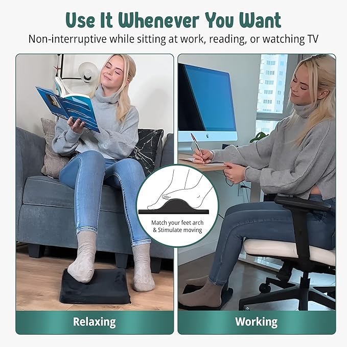 2-in-1 Portable Foot Rest & Exerciser - Improve Circulation & Exercise Massage Foot Under Desk Work Office Chair, Gaming Chair & Home