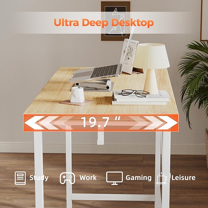 Mericonia 32 inch Computer Desk, 0.6" Thick Modern Simple Study Writing Table, Office Desk for Home Bedroom Office