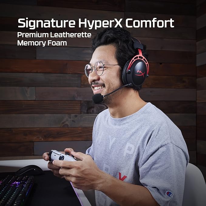 HyperX Cloud Alpha Wireless Gaming Headset for PC with DTS Headphone:X Spatial Audio, Noise-Canceling Mic, Dual Chamber Drivers, Durable Aluminum Frame - 300-Hour Life, Red (Renewed)